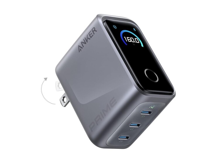 Ładowarka Anker Prime (160 W, 3 porty, inteligentny wyświetlacz). (Źródło zdjęcia: Anker)