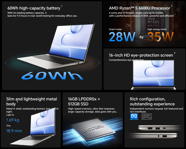 Najważniejsze cechy modelu MagicBook X16 2026 6600U (tłumaczenie maszynowe)