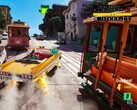 Materiał promocyjny dotyczący gry „Crazy Taxi: World Tour”.