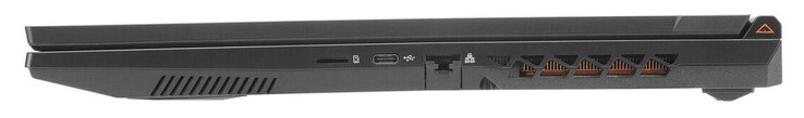 Po prawej stronie: Czytnik kart (microSD), Thunderbolt 4 (USB-C; DisplayPort), Gigabit Ethernet