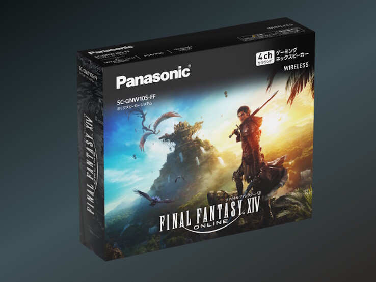 Głośnik na szyję Panasonic SC-GNW10S-FF jest dostarczany w niestandardowym opakowaniu Final Fantasy. (Źródło zdjęcia: Panasonic)
