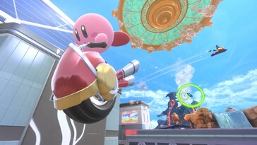 Kirby jeżdżący na maszynie w Kirby Air Riders (źródło obrazu: Nintendo)