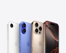 Obraz promocyjny przedstawiający aparaty dla wszystkich wariantów iPhone'a 16 na szarym tle. (Źródło obrazu: Apple)