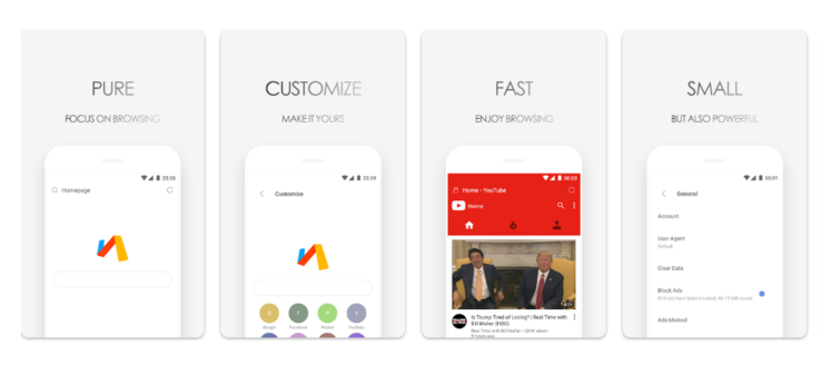 Przez przeglądarkę Android 