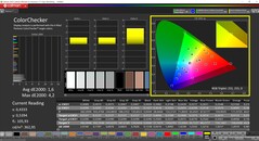 CalMAN ColorChecker (profil: P3, docelowa przestrzeń kolorów: P3)