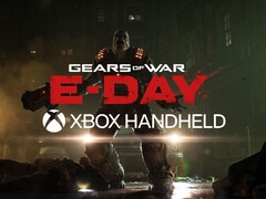 Logo konsoli przenośnej Xbox na banerze gry „Gears of War: E-Day”