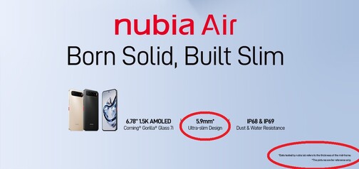 6,7 mm na tym zdjęciu promocyjnym Nubii Air ma przypis