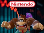 Donkey Kong pokazany przed spadającymi akcjami Nintendo (źródło zdjęcia: Nintendo of America z poprawkami)