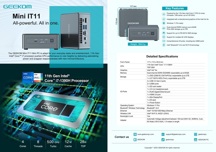 Geekom Mini IT11: Specyfikacja