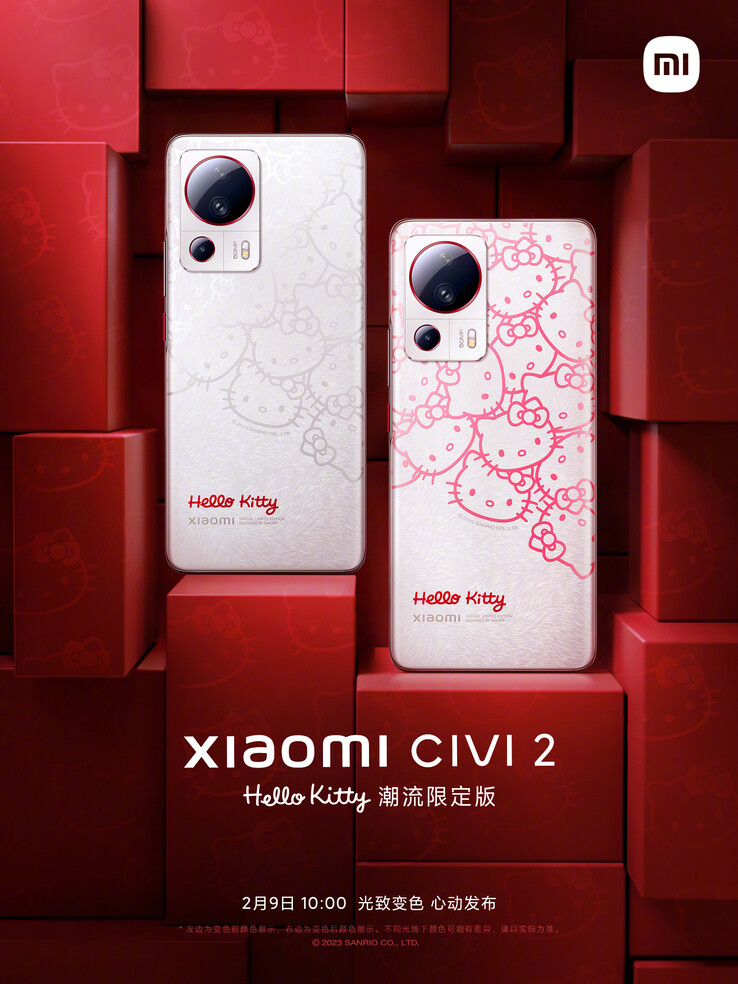 Nowy Civi 2 Limited Edition (po lewej) z aktywnymi akcentami fotochromowymi (po prawej). (Źródło: Xiaomi)