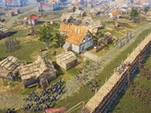 Ilustracja przedstawiająca oblężenie w grze „Knights of Honor II: Sovereign”.