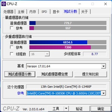 Core i5-13490F w benchmarku CPU-Z. (Źródło: wxnod na Twitterze)