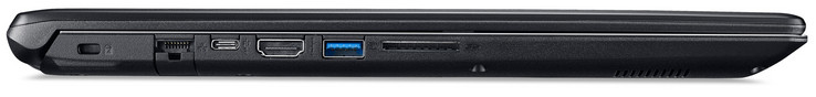 lewy bok: gniazdo linki zabezpieczającej, LAN, USB typu C, HDMI, USB 3.1 Gen 1 (typu A), czytnik kart pamięci (fot. Acer)