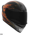 Kask motocyklowy AGV K1 S Street Fighter 6 Ken z czarną, szarą grafiką i motywem płomieni.