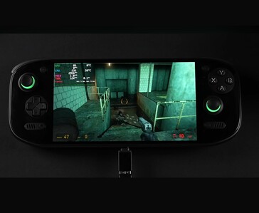 Half-Life 2 osiąga 124 FPS na Ayn Odin 2 Portal przez Proton 11 ARM64, uruchomiony z zewnętrzną klawiaturą i myszą.