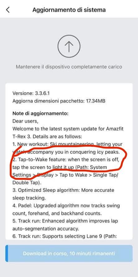 Dziennik zmian dla wersji 3.3.6.1 dla Amazfit T-Rex 3. (Źródło obrazu: u/DanilaoIT via Reddit)