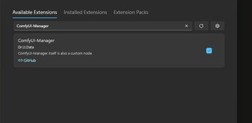 Zrzut ekranu z menu Dostępne rozszerzenia dla ComfyUI w Stability Matrix. (Źródło obrazu: Windows Screen Capture)