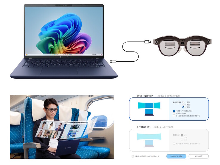 DynaEdge XR1 może być używany do rozszerzenia pulpitu komputerów z systemem Windows, nawet w zatłoczonych przestrzeniach. (Źródło obrazu: Dynabook)