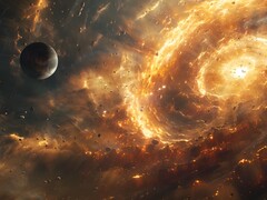 Obraz przedstawiający planetę w pobliżu czarnej dziury. (Źródło zdjęcia: Kyraxys - Pixabay)