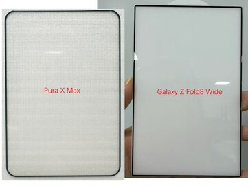 Ochraniacz ekranu Huawei Pura X Max (po lewej) vs Galaxy Z Fold 8 Wide (po prawej).