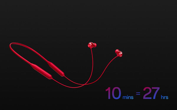 OnePlus Bullets Wireless Z3 zapewni 27 godzin użytkowania po 10-minutowym ładowaniu. (Źródło zdjęcia: OnePlus)