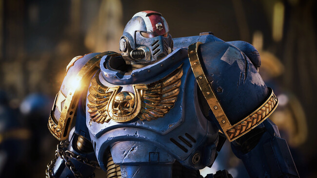 Zrzut ekranu z gry Warhammer 40,000: Space Marine 2 przedstawiający zbroję Kosmicznego Marine. (Źródło obrazu: Steam)