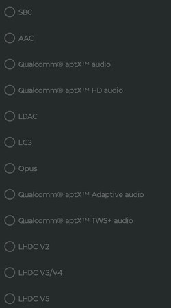 Dostępne kodeki audio Bluetooth
