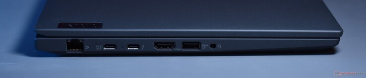 po lewej stronie: RJ45-Ethernet, 2x Thunderbolt 4, HDMI, USB A 3.2 Gen 1, 3,5 mm Audio
