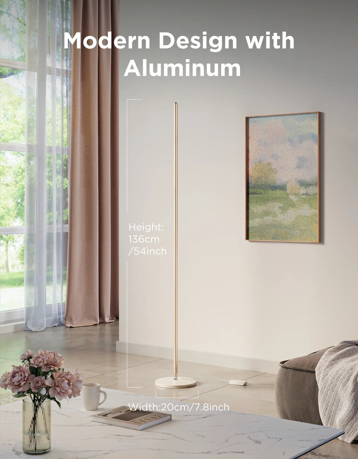 Lampa podłogowa Govee Basic w kolorze szampańskim (złotym). (Źródło zdjęcia: Govee) 