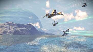 Obraz przedstawiający statki kosmiczne w No Man's Sky.