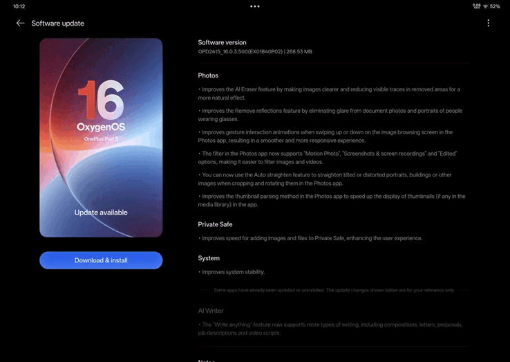 OxygenOS B40P02 OTA na OnePlus Pad 3