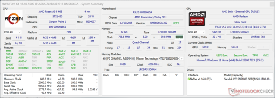 AMD Ryzen AI 9 465: HWiNFO