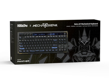 Pudełko detaliczne klawiatury mechanicznej 8BitDo Retro 87 Mecha Break: Panther Edition. (Źródło obrazu: 8BitDo)