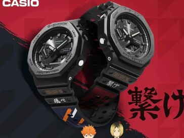 Dwa zegarki GA-B2100 o tematyce Haikyu!!! oparte na modelach Karasuno i Nekoma. (Źródło zdjęcia: @morgan_gshock na Instagramie)