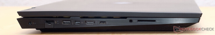 Wejście DC, RJ45 GigabitLAN, USB 3.2 Typ A Gen 1 (zawsze włączone), mini DisplayPort, HDMI 2.1, USB Typ-C z Thunderbolt 4 i DisplayPort, gniazdo słuchawkowe/mikrofonowe combo 3,5 mm, czytnik kart SD