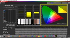 CalMAN ColorChecker (profil: sRGB, docelowa przestrzeń kolorów: sRGB)
