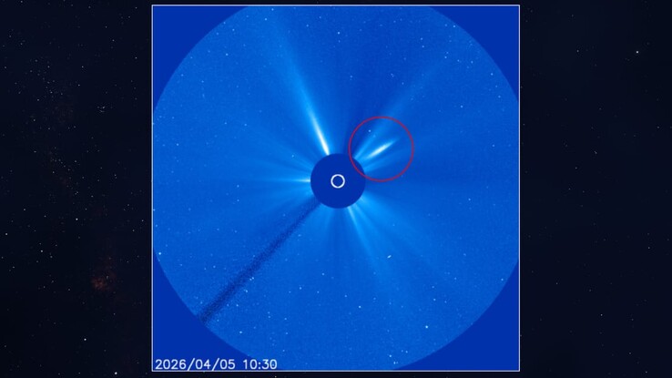 Obraz przedstawiający pozostałości komety C/2026 A1 (MAPS).