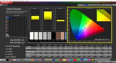 CalMAN ColorChecker (profil: Domyślny, docelowa przestrzeń kolorów: P3)