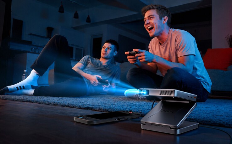 Trójsekcyjny projektor Aurzen Zip Pro można podłączyć do konsoli Nintendo Switch.