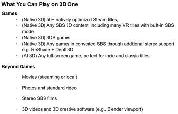 Abxylute 3D One może wyświetlać różne gry, aplikacje, obrazy i filmy w 3D. (Źródło obrazu: Abxylute)