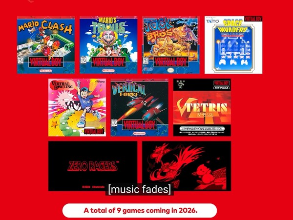 Dodatkowe gry na Virtual Boy, które zostaną wydane w 2026 roku. (Źródło obrazu: Nintendo)