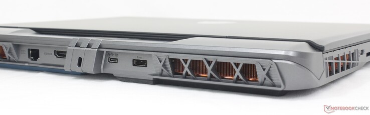 Tył: RJ-45 2,5 Gb/s, HDMI 2.1 (8K @ 60Hz / 4K @ 120Hz), USB-C 3.2 Gen. 2 z DisplayPort, zasilacz sieciowy