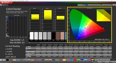 CalMAN ColorChecker (profil: Domyślny, docelowa przestrzeń kolorów: P3)
