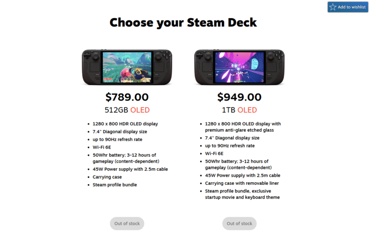 Oba OLED-y Steam Deck są już niedostępne.