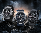 Modele Casio G-Shock GWR-B3000-1A, GWR-B3000-2A oraz GWR-B3000-8A (od lewej do prawej)