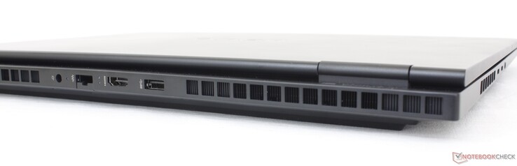 Tył: Zasilacz sieciowy, Gigabit RJ-45, HDMI 2.1, USB-A (5 Gb/s)