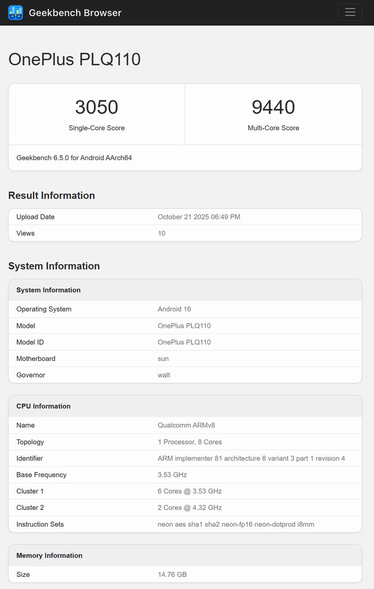 (Źródło obrazu: Geekbench)