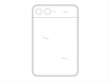 Tył domniemanego zwijanego telefonu Samsunga według zgłoszonego patentu. (Źródło obrazu: DomoAI i xleaks7)