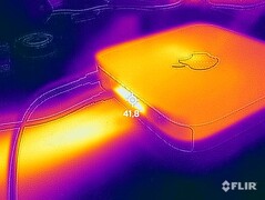 Temperatura powierzchni w teście obciążeniowym po 1 godzinie: maksymalnie ~42 °C przy otworze wentylacyjnym