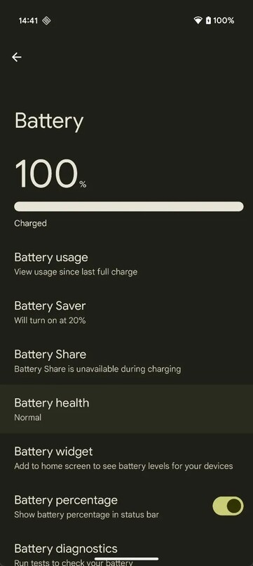 Funkcja kondycji baterii pokazuje użytkownikom stan ich baterii w porównaniu do nowej standardowej baterii. (Źródło obrazu: Android Authority)